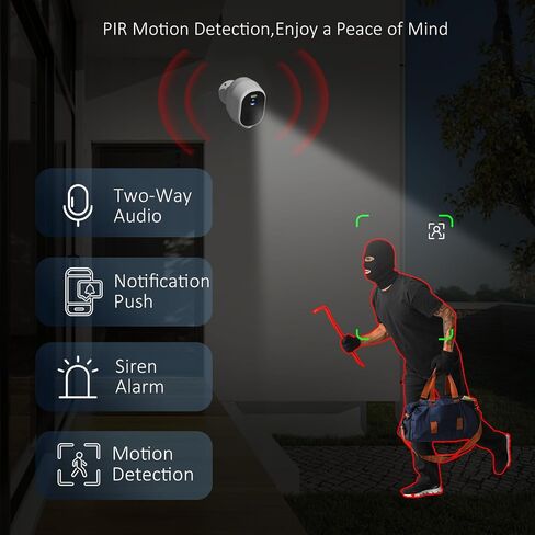 4Pack 5G/2.4G Security Cameras Wireless Outdoor, 2K Battery Powered Indoor Cameras for Home Security, AI Motion Detection Siren Alarm, Two-Way Talk, Color Night Vision, Waterproof,Works w/Alexa in Saudi Arabia