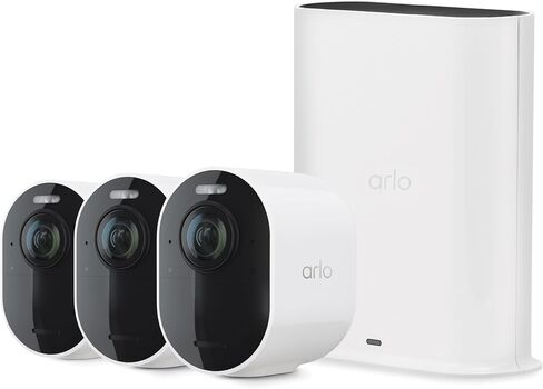 Arlo Ultra 2 Spotlight Camera 4K HDR (3 Cameras, SmartHub) | Wireless Home Security Camera | Color Night Vision, Motion Sensor, 180º View, 2-Way Audio, White in Saudi Arabia