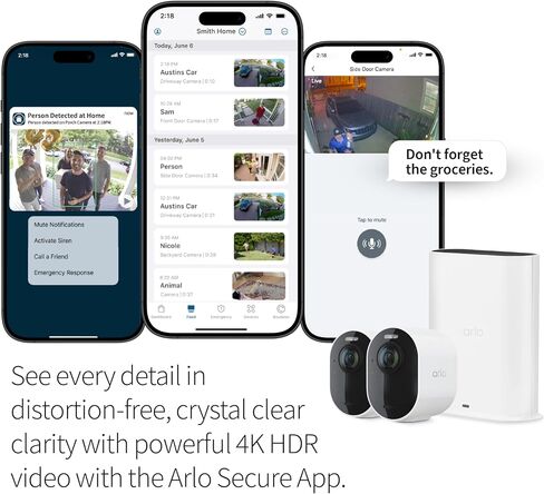 Arlo Ultra 2 Spotlight Camera 4K HDR (3 Cameras, SmartHub) | Wireless Home Security Camera | Color Night Vision, Motion Sensor, 180º View, 2-Way Audio, White in Saudi Arabia