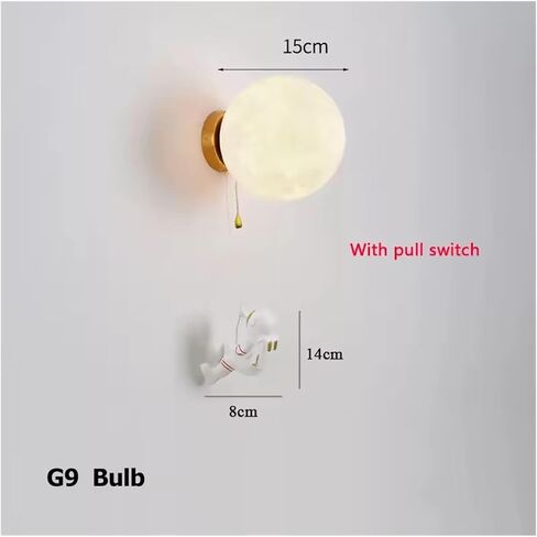 Space Astronaut Wall Lamps Lampshade Imitate The Moon Bedroom Children Lights Modern Creatiive Decor Lustres(Pull Switch,D15cm) in Saudi Arabia