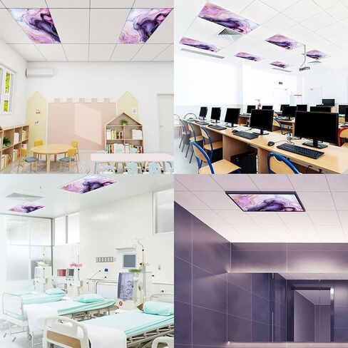 6 Pack Fluorescent Light Covers for Ceiling Lights Nursery seamless rainbows planets clouds cute baby shower elements Magnetic Light Filters Diffuser Shade for Classroom Home Office School in Saudi Arabia