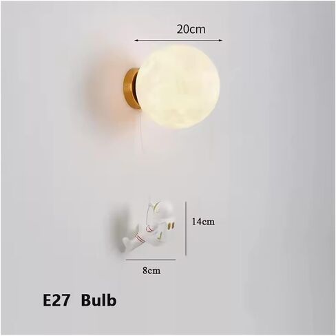 Space Astronaut Wall Lamps Lampshade Imitate The Moon Bedroom Children Lights Modern Creatiive Decor Lustres(Pull Switch,D15cm) in Saudi Arabia