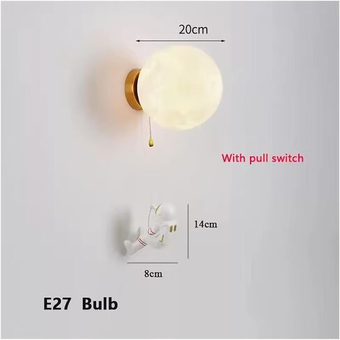 Space Astronaut Wall Lamps Lampshade Imitate The Moon Bedroom Children Lights Modern Creatiive Decor Lustres(Pull Switch,D15cm) in Saudi Arabia