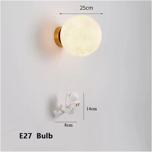 Space Astronaut Wall Lamps Lampshade Imitate The Moon Bedroom Children Lights Modern Creatiive Decor Lustres(Pull Switch,D15cm) in Saudi Arabia