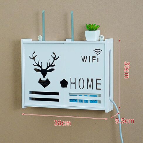 WiFi Router Storage Box,Router Shelf Wall Mount, Cable Organizer Box Power Strip Hider Protector for Home and Office(38x9.5x30cm) in Saudi Arabia