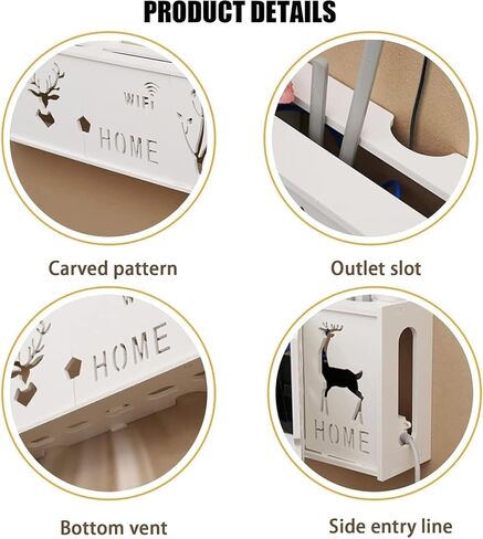 WiFi Router Storage Box,Router Shelf Wall Mount, Cable Organizer Box Power Strip Hider Protector for Home and Office(38x9.5x30cm) in Saudi Arabia