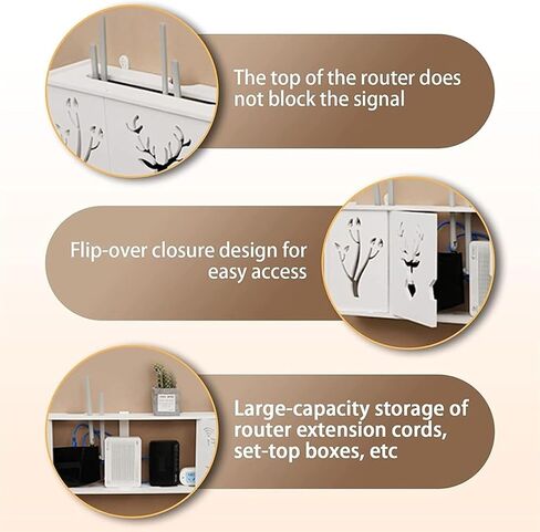 WiFi Router Storage Box,Router Shelf Wall Mount, Cable Organizer Box Power Strip Hider Protector for Home and Office(38x9.5x30cm) in Saudi Arabia