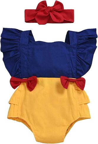 One opening Newborn Baby Girl Princess Ruffles Bodysuits Rompers Backless Patchwork Baby Girl Summer Clothes+Headband in Saudi Arabia