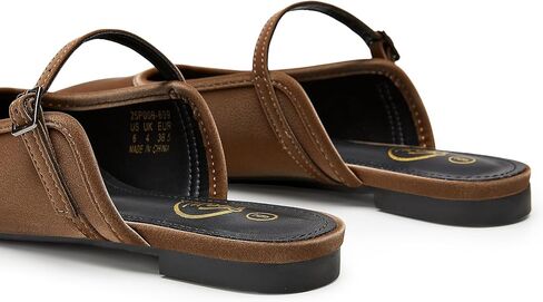 Trary Mules for Woman Mary Jane Flat Shoes Slip on Comfortable Backless Loafers Flats Square Toe Office Casual Vintage in Saudi Arabia