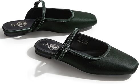 Trary Mules for Woman Mary Jane Flat Shoes Slip on Comfortable Backless Loafers Flats Square Toe Office Casual Vintage in Saudi Arabia