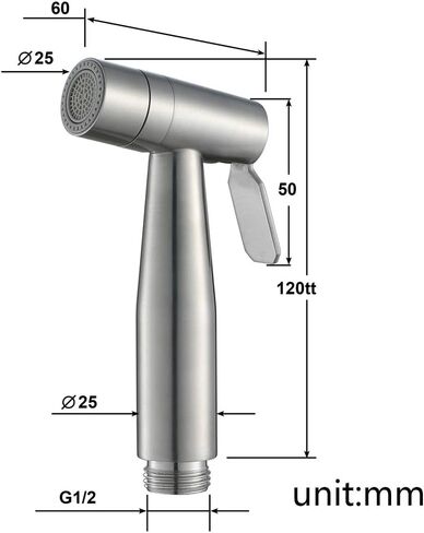 Handheld Bidet Sprayer Head Stainless Steel Portable Toilet Bidet Shower Head Brushed Bathroom Shower Bidet Tap for Toilet Cleaning, Pet Bath, Personal Hygiene,B(A) in Saudi Arabia