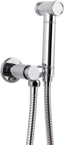 Bidet Sprayer with Single Cold Water Push Switch Portable Cloth Diaper Washer Shower Sprayer Set Wall Mount Toilet Bidet Attachment Pressure Sprayer,Chrome(Chrome) in Saudi Arabia