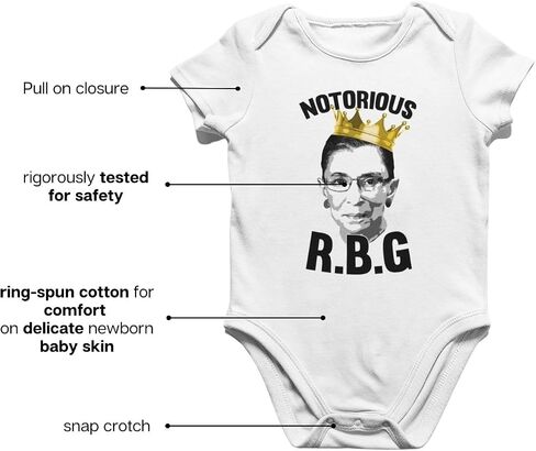 Pop Threads Notorious R.B.G. RBG Supreme Court Political Infant Baby Boy Girl Bodysuit in Kuwait