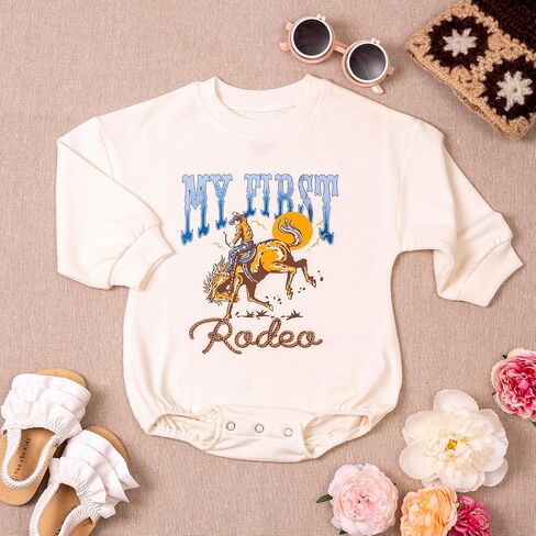 My First Rodeo Baby Boy Outfit, Western Cowboy 2-Pack Romper Set, Long Sleeve Bodysuit for Outfit Boys in Kuwait