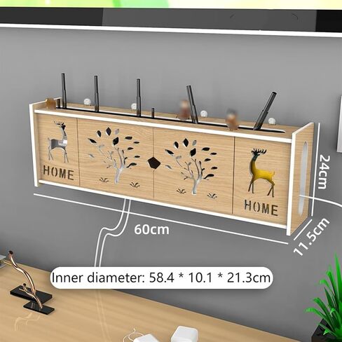 WiFi Router Storage Box,Router Shelf Wall Mount, Large Wireless Router Rack Living Room Wall Mounted WiFi Storage Box Router Organizer Power Strip Cable Management Hider Rack(B) in Saudi Arabia