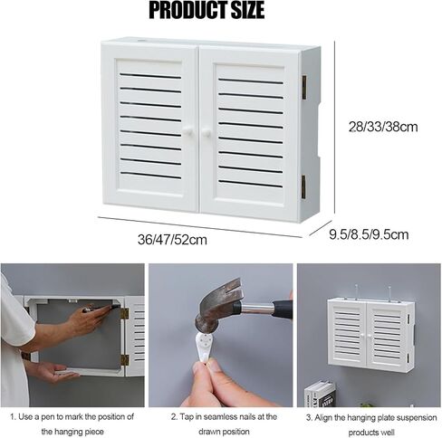 WiFi Router Storage Box,Router Shelf Wall Mount, Double Door WiFi Router Shelf TV Set-Top Storage Box for DVD Players Game Consoles WiFi Router Shelf for Wall Decorative(B,52x9.5x38cm) in Kuwait