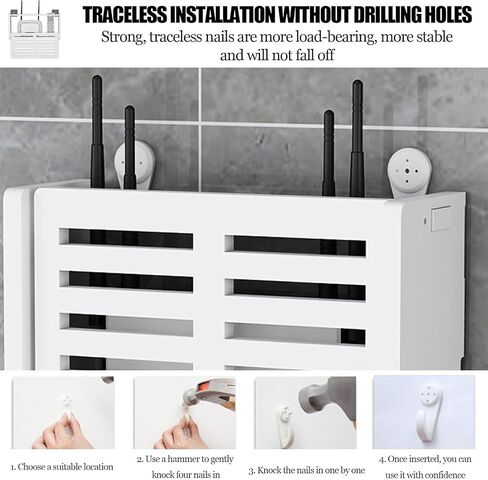 WiFi Router Storage Box,Router Shelf Wall Mount, Wireless Set-Top Box Hanging Floating Shelf w/Cable Management Trough for Home TV Cabinet Living Room Wall Router Shelf in Saudi Arabia