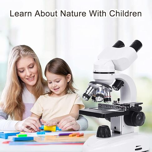 Binocular Compound Microscope, 40X-6000X/ 10000X/ 20000X Magnification, Brightfield, LED Illumination, Sliding Head, High-Resolution Optics, Lab Binocular Microscope for Kids and Adults (D6000x ) in Kuwait