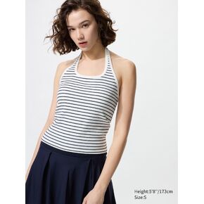 Uniqlo Open Back Halter Bra Top | Striped
