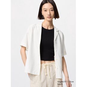 Uniqlo Linen Blend Open Collar Shirt