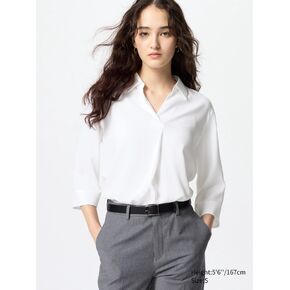 Uniqlo Rayon Skipper Collar Blouse | 3/4 Sleeve