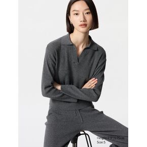 Uniqlo Washable Ribbed Knit Polo Sweater