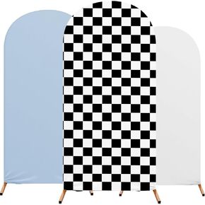 Arch Backdrop Cover Set of 3 Wedding Arch Covers Spandex Backdrop Stand 4ft, 5ft, 6ft for Wedding Birthday Banquet Boy Girl Ceremony Decoration (Blue,Fast Party)