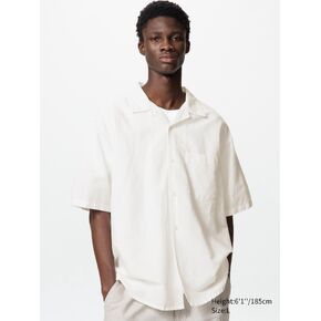 Uniqlo Cotton Linen Open Collar Shirt | Short Sleeve