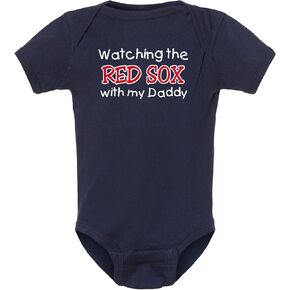 Curiositees Watching the Red Sox with My Daddy Baby Boy Bodysuit Outfit - Navy