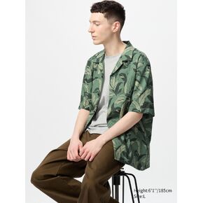 Uniqlo قميص ذوي الياقات كم قصير | مطبوعة