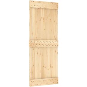 vidaXL Narvik 31.5"x82.7" Solid Pine Wood Sliding Barn Door, Modern Rustic Interior Door for Bedroom Kitchen Closet Garage - Natural Brown, Space-Saving & Easy Install (Without Hardware Kits)