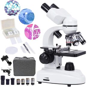 10000X Microscopes for Kids Students Adults, with 30 Slides for Lab Class Study, Phone Adapter, Powerful Biological Microscopes for Teaching Laboratory Hobbyist Applications