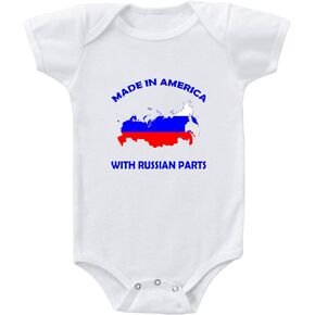 Baby Bodysuit Made in America with Russian Parts Cotton Boy & Girl Clothes White