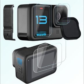 Screen Protector Compatible with GoPro Hero 13 Hero13 Black + Lens Protector Silicone Lens Cap Cap [6+2 Pack], 9H Hardness Tempered Glass,Anti-Scrach Anti-Bubble