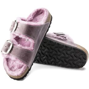 Birkenstock Arizona Big Buckle Shearling Oiled Leather Sandals with Cork-Latex Footbed - Multiple Colors & Sizes
