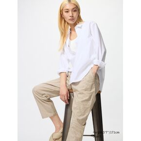 Uniqlo Cotton Relaxed Ankle Pants | Hickory Striped