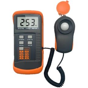Digital Lux Meter 1330B, Portable Digital Light Level Meter Tester, 200k Lux Foot Candle FC LCD Photo Peak Illuminance Detector for UV Measuring