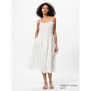 Uniqlo Linen Blend Camisole Dress | Striped