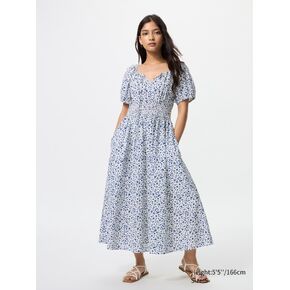 Uniqlo الحجم فستان الأكمام | مطبوعة