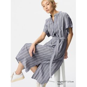 Uniqlo Linen Blend Relaxed Dress | Striped
