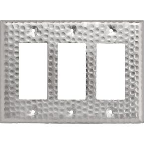 Monarch Abode 18013 Single Switch Hand Hammered Rocker Aluminum Decorative Wall Plate Switch Plate Outlet Cover, 1-Gang, Brushed Nickel (Pack of 2)