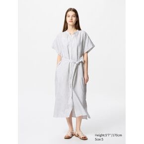 Uniqlo Linen Blend Relaxed Dress | Striped
