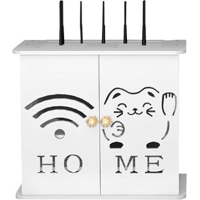 WiFi Router Storage Box,Router Shelf Wall Mount, Wall Hanging WiFi Hider Shelf Decorative, Table Top Router Storage Organizer Cabinet for Home Office