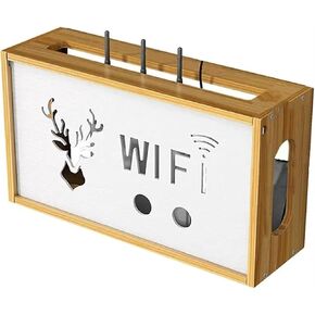 WiFi Router Storage Box,Router Shelf Wall Mount, Router Shelf, WiFi Box Wall, Cable Hide Box, Wood Decorative Hider Storage Box Wires Routers Set-Top Boxes