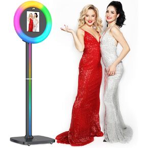 Portable Photo Booth for iPad 10.2in 10.9in 11in 12.9in 13in, Selfie Photobooth Stand Shell Machine with Ring Light Flight Case, Software Remote Control Music Sync for Parties (Z1)