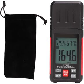 Digital Light Meter HT603, Professional Quick Response Luxmeter, Large Range Brightness Tester Illuminometer, Portable Sturdy ABS Material, with Reading Lock Lo