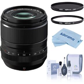Fujifilm XF 33mm f/1.4 R LM WR Lens, Black, Bundle with Hoya 58mm UV and CPL Filters