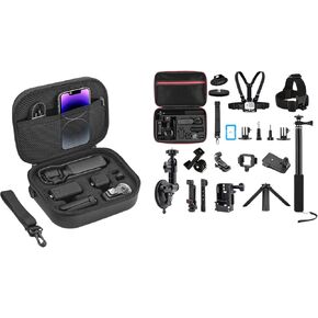 Pocket 3 Case & 22 in 1 Pocket 3 Accessories Kit ، حقيبة تخزين صلبة للحفاظ على حقيبة تخزين صلبة وشفط ، ترايبود ، قاعدة مغناطيسية ، قاعدة سطح المكتب للملحقات الجيب 3 (أسود)