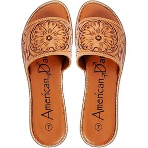 American Darling Hand Tooled, Carved Genuine Leather Sandal Footwear Flip Flop | Hand Tooled Sandal Footwear |