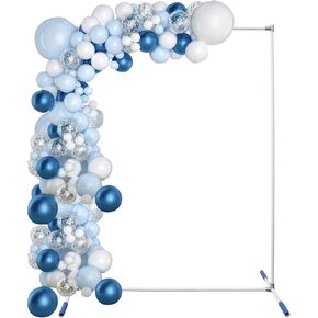 7*5FT Metal Backdrop Stand Kit, Heavy Duty Rustproof Wedding Arch for Indoor/Outdoor, Wide Base for Party/Christmas/Birthday Decorations (Silver)